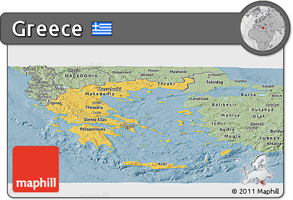 Savanna Style Panoramic Map of Greece