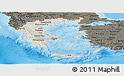 Shaded Relief Panoramic Map of Greece, darken, land only