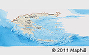 Shaded Relief Panoramic Map of Greece, single color outside