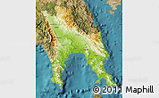 Physical Map of Lakonia, satellite outside