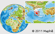 Physical Location Map of Peloponissos, highlighted country, within the entire country