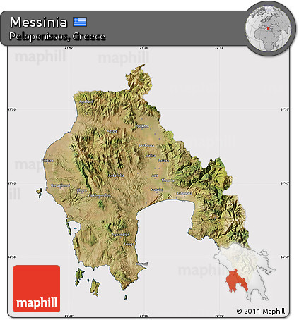 Satellite Map of Messinia, cropped outside