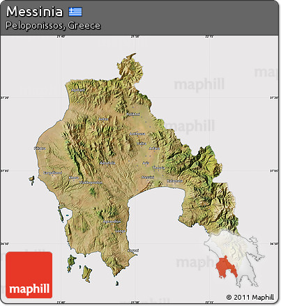 Satellite Map of Messinia, cropped outside