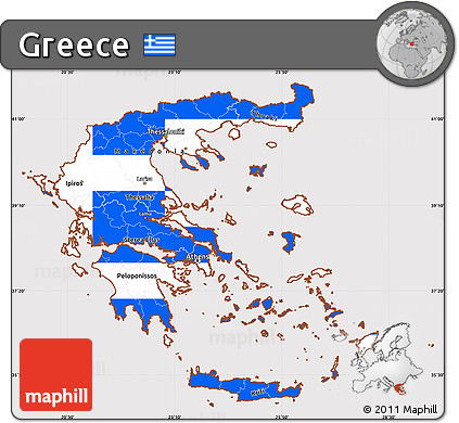 Flag Simple Map of Greece, flag centered