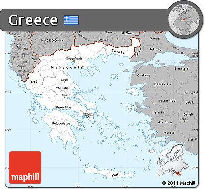 Gray Simple Map of Greece