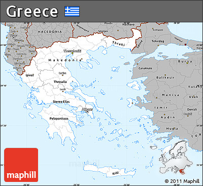 Gray Simple Map of Greece
