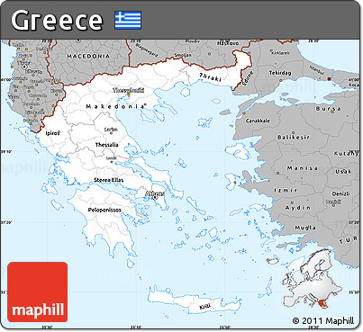 Gray Simple Map of Greece