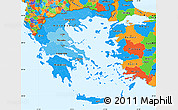 Political Shades Simple Map of Greece, political outside