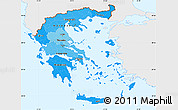 Political Shades Simple Map of Greece, single color outside