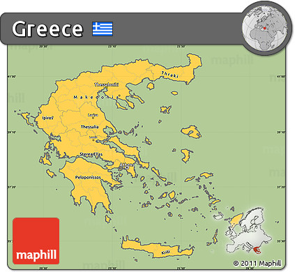 Savanna Style Simple Map of Greece, cropped outside