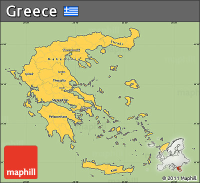 Savanna Style Simple Map of Greece, cropped outside