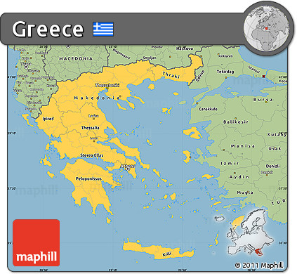 Savanna Style Simple Map of Greece