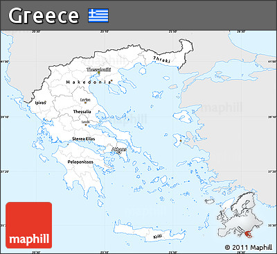 Silver Style Simple Map of Greece, single color outside