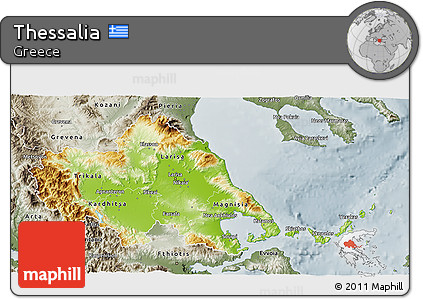 Physical 3D Map of Thessalia, semi-desaturated