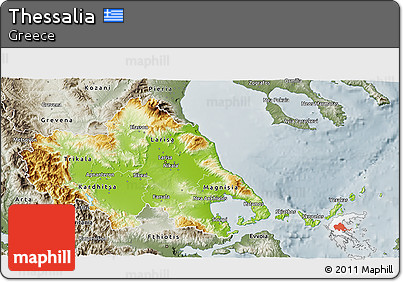 Physical 3D Map of Thessalia, semi-desaturated