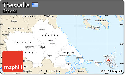 Classic Style Simple Map of Thessalia