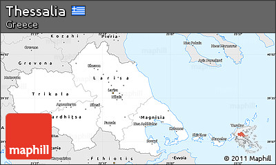 Silver Style Simple Map of Thessalia