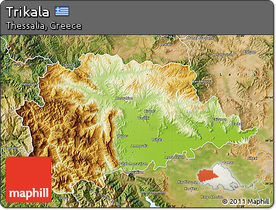 Physical Map of Trikala, satellite outside