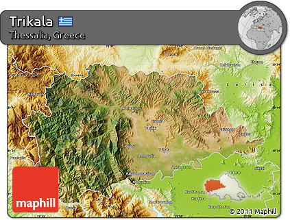 Satellite Map of Trikala, physical outside