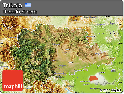Satellite Map of Trikala, physical outside
