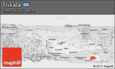 Silver Style Panoramic Map of Trikala