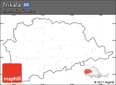 Blank Simple Map of Trikala, cropped outside, no labels