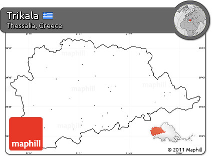 Blank Simple Map of Trikala, cropped outside, no labels