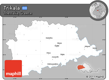 Gray Simple Map of Trikala, single color outside