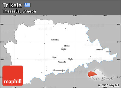Gray Simple Map of Trikala, single color outside