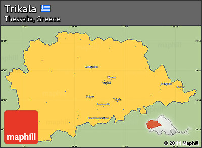 Savanna Style Simple Map of Trikala, cropped outside