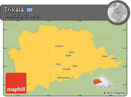 Savanna Style Simple Map of Trikala, single color outside