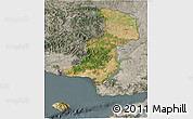 Satellite 3D Map of Evros, semi-desaturated