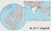 Gray Location Map of Evros, highlighted country, highlighted parent region, within the entire country