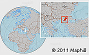 Gray Location Map of Evros, hill shading