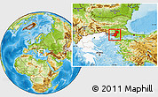 Physical Location Map of Evros, highlighted country, highlighted parent region