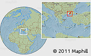 Savanna Style Location Map of Evros, highlighted parent region, within the entire country, hill shading