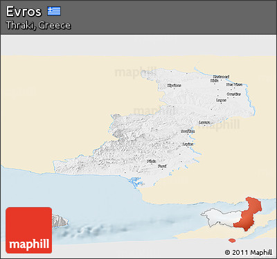 Classic Style Panoramic Map of Evros, single color outside