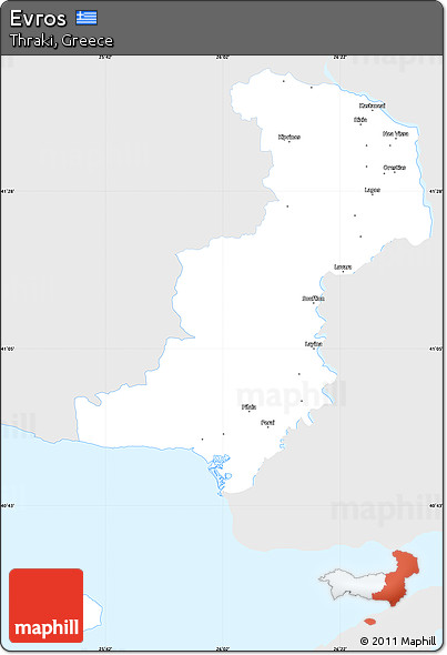 Silver Style Simple Map of Evros, single color outside