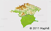 Physical 3D Map of Xanthi, cropped outside