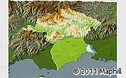 Physical 3D Map of Xanthi, darken