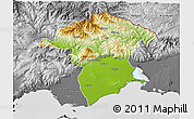 Physical 3D Map of Xanthi, desaturated