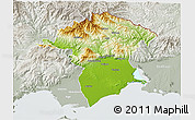 Physical 3D Map of Xanthi, lighten, semi-desaturated