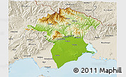 Physical 3D Map of Xanthi, shaded relief outside