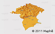 Political 3D Map of Xanthi, cropped outside