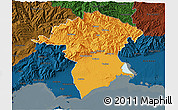 Political 3D Map of Xanthi, darken