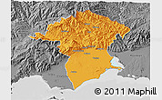 Political 3D Map of Xanthi, desaturated