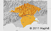 Political 3D Map of Xanthi, lighten, desaturated