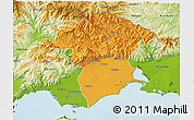 Political 3D Map of Xanthi, physical outside