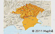 Political 3D Map of Xanthi, shaded relief outside