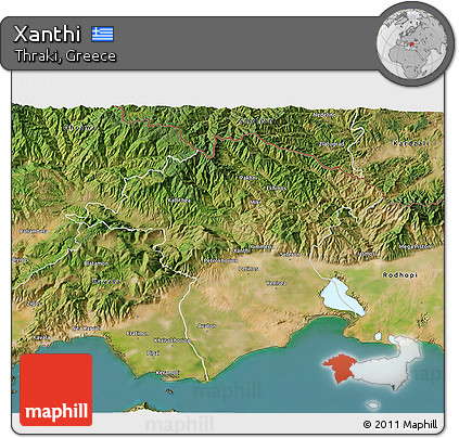 Satellite 3D Map of Xanthi